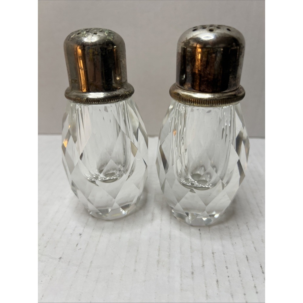 Vintage post House Silverplate Crystal Pepper Mill And Salt Shaker Set